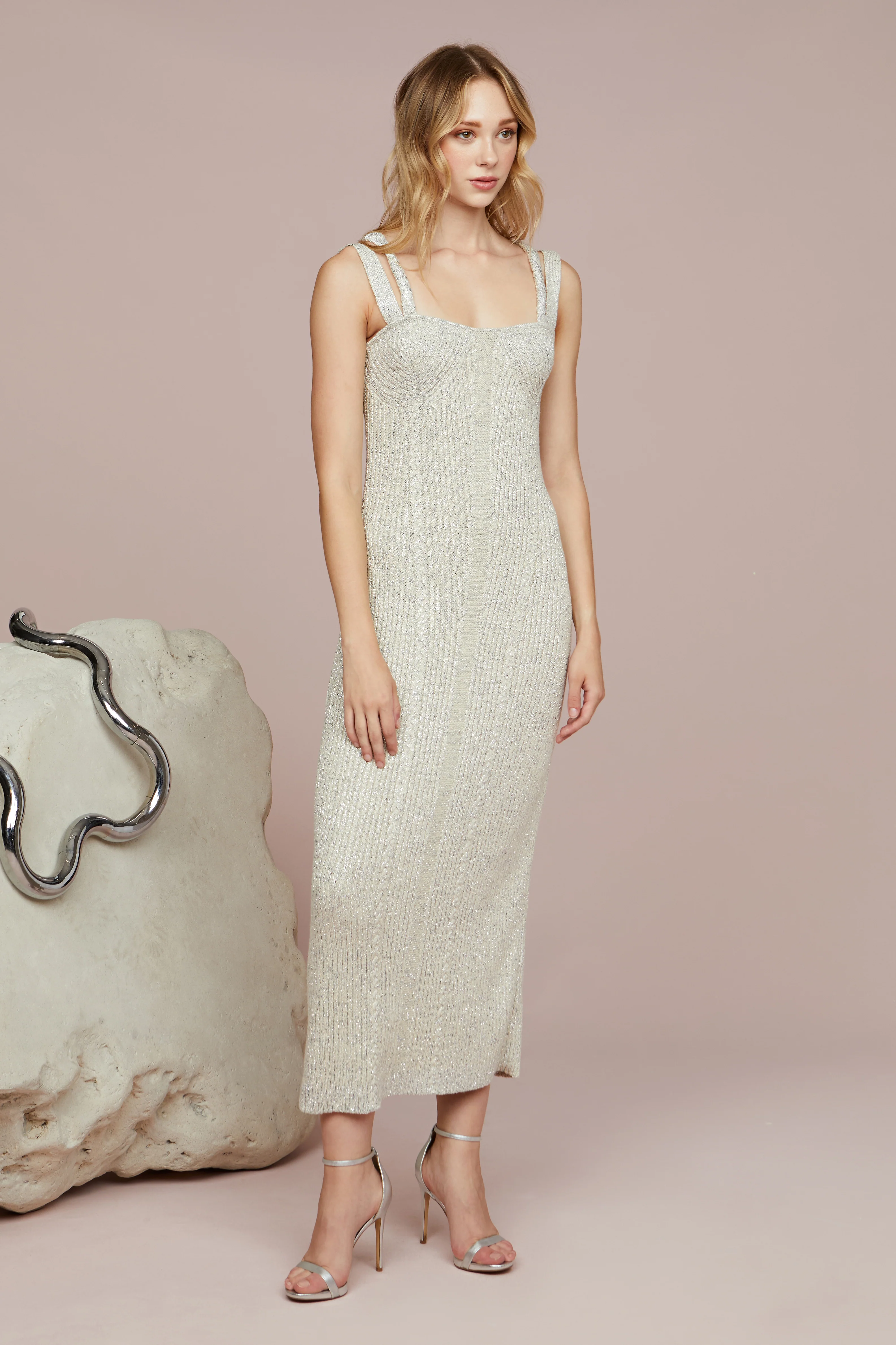 Indiyah Metallic Knit Midi